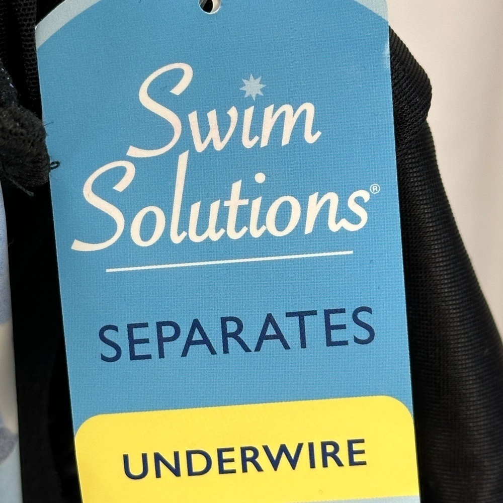 Swim Solutions Separates Floral Print Underwire Tankini Swim Top - Blue -size 14 - Picture 8 of 9